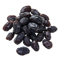 Black raisins piled together on a transparent background for culinary and nutritional use, Black raisin isolated on transparent background png