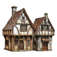 Medieval tavern houses depicting classic architecture from a bygone era against a clean transparent background, Medieval Tavern Houses Isolated on transparent background png