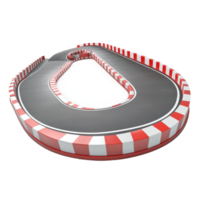 Curving race track with red and transparent barriers in a dynamic layout for racing events or model car setups, Curving Race Track with Red and transparent Barriers, Isolated on transparent background png