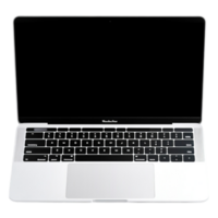 Silver Laptop with Open Screen and Black Display Space on png