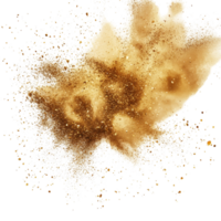 Golden dust explosions create captivating patterns against a transparent background, Golden Dust Explosions on transparent background png