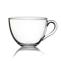 Clear empty glass tea cup displayed against a plain transparent background for an elegant beverage setting, Empty glass tea cup on transparent backgroundfile png
