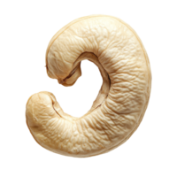 Cashew nut displayed on a clean transparent background showcasing its unique curved shape and texture, ideal for culinary presentations, cashew nut on transparent background png