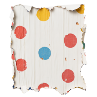 Torn polka dot paper sheet on a transparent background revealing vibrant colors and textures from a playful design, torn polka dot paper sheet on transparent backgroundfile png