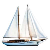 Elegant White Sailboat with Full Sails Against a Clear Sky png