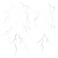 Realistic high voltage lightning bolts illuminating a transparent background during a thunderstorm event, High Voltage Power Realistic Lightning Bolts on transparent background png