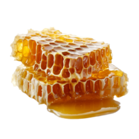 Fresh honeycomb dripping with golden honey on a clean transparent background ready for culinary delights and health benefits, honeycomb and honey isolated on transparent background png