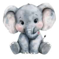Cute little elephant sitting and smiling against a transparent background, radiating joy and innocence with its adorable features, cute little elephant isolated on transparent background png