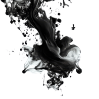 Abstract black ink splash artwork on a transparent background showcasing fluid motion and contrast, Abstract Black Ink Splash On transparent background png