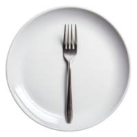 Fork on Plain White Plate Minimalist Culinary Table Setting png