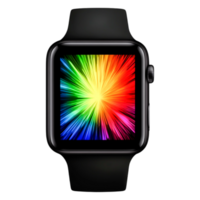 Colorful Abstract Burst on Smartwatch Display with Dark Background png