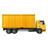Bright Yellow Freight Truck with Container for Transportation Needs png