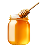 Glass Jar of Golden Honey with Honey Dipper on png