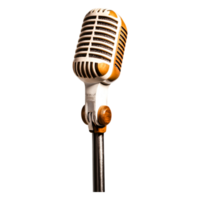 Vintage Microphone on Stand Ready for Recording Music or Speech png