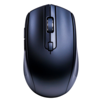 Black Wireless Computer Mouse with Smooth Surface and Scroll Wheel png