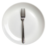 Simple Fork Resting on White Plate with Clean Background png