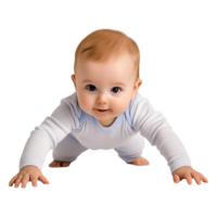 Happy Baby Crawling on Soft Surface with Focused Expression png