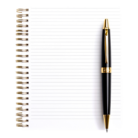 Elegant Black Pen Resting on Blank Spiral Notebook with Lines png