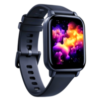 Modern Smartwatch with Colorful Abstract Galaxy Display Design png