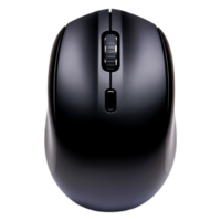 Sleek Black Wireless Computer Mouse with Ergonomic Design Top View png