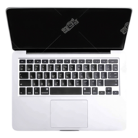 Top View of Modern Laptop with Black Screen and Keyboard Layout png