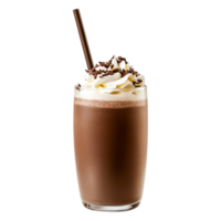 Delicious Chocolate Milkshake with Whipped Cream and Chocolate Drizzle png