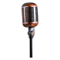 Classic Vintage Microphone on Stand Isolated on png