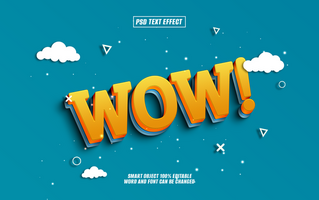 3D text effect wow editable font psd