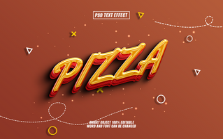 3D text effect Pizza editable font psd