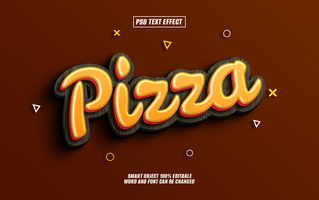 3D stylized Pizza text effect with wooden texture psd