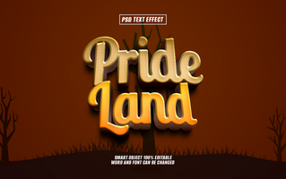 3D text effect Pride Land on dark brown background with dead trees. psd