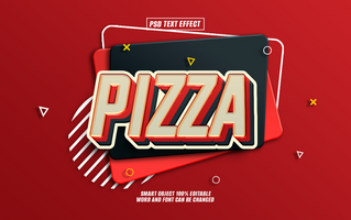 3D text effect Pizza on red background. psd