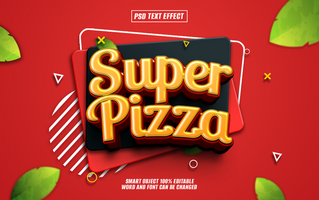 3D text effect super Pizza on red background. psd