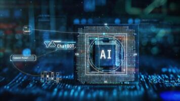 a de perto Veja às a processador apresentando artificial inteligência. video