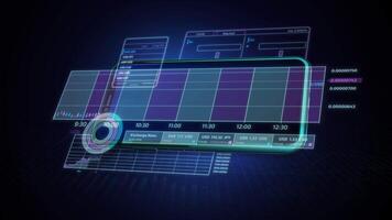 Visual representations of phone and animated stock information. video