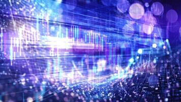 A dynamic and abstract flow of stock exchange data permeates the digital space. video