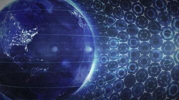 Planet Earth in the abstract virtual space of modern technologies video