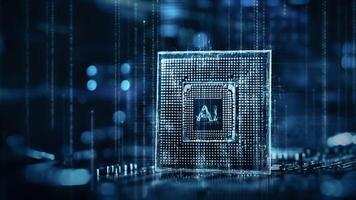 foco em a processador com artificial inteligência. video