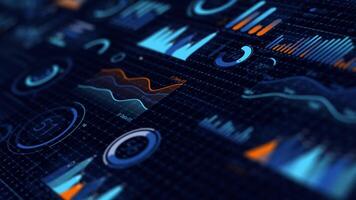 Moving array of stock market abstract infographics. video