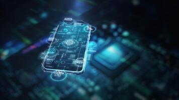 Smartphone with AI capabilities, animation with infographics. video