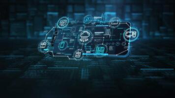 Cloud technologies in a smartphone, animation with infographics. video