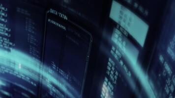 Background animation with scrolling lines of program code. video