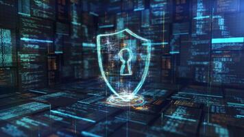 Abstract animation of digital data protection theme. video