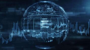 An array of stock exchange data enveloping the planet. video