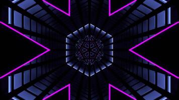 Light Blue and Purple Neon Glow Hexagonal Tunnel Background VJ Loop in 4K video