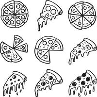 Hand drawing style pizza icon set vector