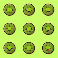 a set of green buttons with different expressions vector