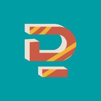 the letter D is made up of a colorful, striped pattern vector