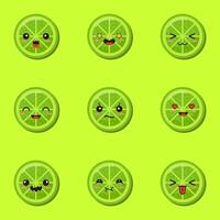 a set of lime emoticons with different expressions vector