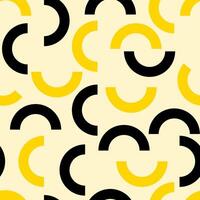 a yellow and black pattern with curved shapes vector